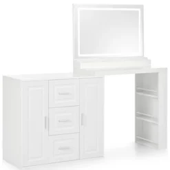 INFURNIC Dressers, Vanity Desk With Mirror And Adjustable Cabinet, Modern Makeup Table With 3 Drawers For Bedroom, White, 59.1"*15.4"*54.2" 9 INFURNIC Dressers, Vanity Desk With Mirror And Adjustable Cabinet, Modern Makeup Table With 3 Drawers For Bedroom, White, 59.1"*15.4"*54.2" -Umbra Home Decor Shop GUEST 1e186607 4ad0 4a77 859b e1f806a66900