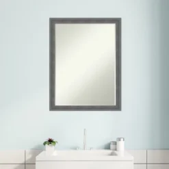 Amanti Art Dixie Grey Rustic Petite Bevel Wood Bathroom Wall Mirror 26.25 X 20.25 In. -Umbra Home Decor Shop GUEST 1e3e8304 f6e7 4d49 869c 06c6ad4ec362