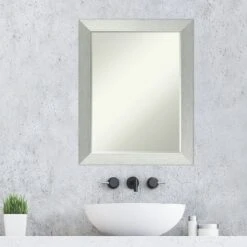 Amanti Art Brushed Sterling Silver Petite Bevel Wood Bathroom Wall Mirror 28 X 22 In. -Umbra Home Decor Shop GUEST 1f4ac134 0569 4412 a1b3 715378bc8a50