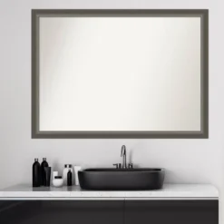 41" X 30" Non-Beveled Domus Wood Bathroom Wall Mirror Dark Silver - Amanti Art -Umbra Home Decor Shop GUEST 1f4ce94a 36e2 4981 8b40 0c25e6dd7ecb