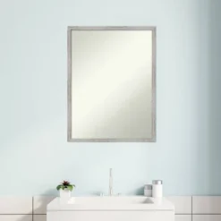 19" X 25" Non-Beveled Shiplap White Narrow Wood Bathroom Wall Mirror - Amanti Art -Umbra Home Decor Shop GUEST 1f9afee0 ab9f 48c5 8c64 0327c5357c78