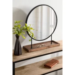 18" X 22" Maxfield Round Tabletop Mirror Black/Natural - Kate & Laurel All Things Decor -Umbra Home Decor Shop GUEST 1fb9ae09 6f67 42c1 a95c e6c4278c3a09