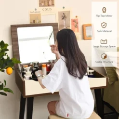 Costway Vanity Table Set With Flip Top Mirror Dressing Makeup Study Padded Stool -Umbra Home Decor Shop GUEST 1fc71dbd ef12 4780 a6d4 3e8cc25fe793