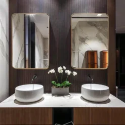 ANDY STAR Modern Decorative 24 X 36 Inch Rectangular Wall Mounted Hanging Bathroom Vanity Mirror With Stainless Steel Deep Metal Frame, Brushed Gold -Umbra Home Decor Shop GUEST 1fd2eab8 9511 4b7f a9c4 443e03622597