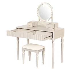 Luxury Makeup Vanity Desk Set With Stool, Vanity Table Dressing Table With Height-Adjustable Mirror & 4 Drawers, Champagne/Silver-ModernLuxe -Umbra Home Decor Shop GUEST 1fe7e0d9 b3bd 45ae 8985 75f113cad43e