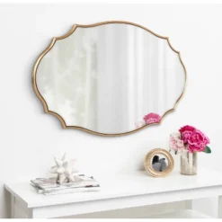24" X 36" Leanna Scalloped Oval Decorative Wall Mirror Gold - Kate & Laurel All Things Decor -Umbra Home Decor Shop GUEST 1fe80d95 5159 4b2a 9da2 495e21589a5f