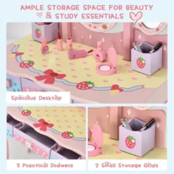 Costway Kids Vanity Princess Makeup Dressing Table Chair Set W/ Tri-fold Mirror Pink -Umbra Home Decor Shop GUEST 20162d4d cb59 4286 9caf 853a5e7a77a4