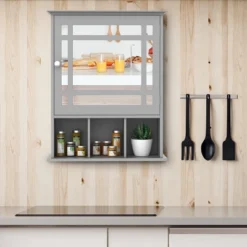 Kleankin Bathroom Medicine Cabinet Wall Mount With Mirror Door 3 Shelf Organizer For Bathroom, Kitchen, Gray -Umbra Home Decor Shop GUEST 20754ea1 4cec 400e 9b8a ce10a8f29722