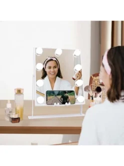 Fenchilin Lighted White Hollywood Makeup Vanity Mirror With 9 Dimmable Bulbs, Wireless Charger, Bluetooth Speaker, Smart Touch, And 10X Magnification -Umbra Home Decor Shop GUEST 20775400 b333 49ca 84fd d2a09239af1f