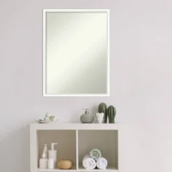 19" X 25" Non-Beveled Lucie Wood Bathroom Wall Mirror White - Amanti Art -Umbra Home Decor Shop GUEST 208caf3b 8744 4abb a8c7 fbdf4e680204