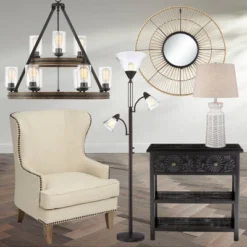 Newhill Designs Jefferson Round Vanity Wall Mirror Vintage Rustic Black Iron Natural Hemp Rope Frame 27 1/2" Wide For Bathroom Bedroom Living Room -Umbra Home Decor Shop GUEST 20a076fe cb92 4067 9578 f01015634110