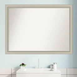 42" X 31" Non-Beveled Romano Silver Narrow Wood Bathroom Wall Mirror - Amanti Art -Umbra Home Decor Shop GUEST 20baf4cf 2876 44da 9d4e 742c087a4f5a