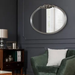 27" X 18.7" Arendahl Oval Wall Mirror Silver - Kate & Laurel All Things Decor -Umbra Home Decor Shop GUEST 20df53be d50a 4a69 a339 a44a0b356ea9