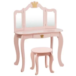 Costway Kids Makeup Dressing Table Chair Set Princess Vanity & Tri-folding Mirror -Umbra Home Decor Shop GUEST 20ed6ec3 e588 4d8e 889b a437e535ea89