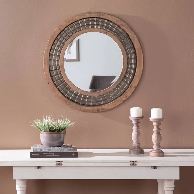28" X 28" Round Gateno Decorative Wall Mirror Gold - Southern Enterprises 1 28" X 28" Round Gateno Decorative Wall Mirror Gold - Southern Enterprises