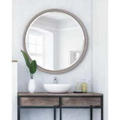 32" X 32" Hogan Round Framed Decorative Wall Mirror Gray - Kate & Laurel All Things Decor -Umbra Home Decor Shop GUEST 212a4c92 bc6b 4545 9d3a 556430dbca30