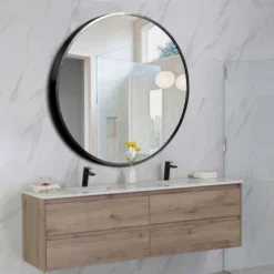 Eranthe Wall Mounted Round Mirror With Brushed Metal Frame For Bathroom, Vanity, Living Room, Bedroom, Entryway Wall Decor - The Pop Home -Umbra Home Decor Shop GUEST 221c088c 32cc 40a9 ba69 954f44653390