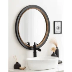 Kate & Laurel All Things Decor 26"x26" Wildomar Round Wall Mirror Black -Umbra Home Decor Shop GUEST 22ba676d 19c3 4f6b be84 55d2d2f2c76d
