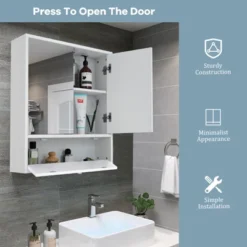 Costway Bathroom Cabinet Medicine Cabinet Double Mirror Door Wall Mount Storage Wood Shelf White -Umbra Home Decor Shop GUEST 233f60a7 269c 4ccb a708 b403ef91400f