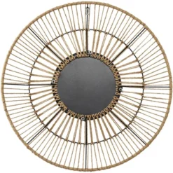 Newhill Designs Jefferson Round Vanity Wall Mirror Vintage Rustic Black Iron Natural Hemp Rope Frame 27 1/2" Wide For Bathroom Bedroom Living Room -Umbra Home Decor Shop GUEST 2429ff07 f440 4fe3 8bdf f522d4861fd2
