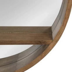 30" Hutton Round Mirror With Shelf Rustic Brown - Kate And Laurel -Umbra Home Decor Shop GUEST 2446e96e 6cd1 47ff 8318 598a4b703b72