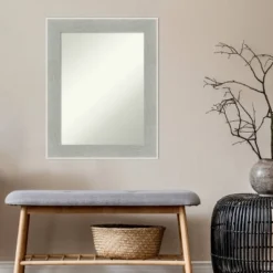 23" X 29" Non-Beveled Glam Linen Bathroom Wall Mirror Gray - Amanti Art -Umbra Home Decor Shop GUEST 24a16a98 2c32 436e bf57 ace6527d24de