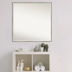 27" X 27" Non-Beveled Lucie Wood Bathroom Wall Mirror Silver - Amanti Art -Umbra Home Decor Shop GUEST 24fc0d1c 26dd 4a1a b295 279d39f55b5d