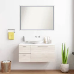 40"x29" Non-Beveled Morgan Wood Bathroom Wall Mirror White/Blue - Amanti Art: Includes Mounting Hardware, Wood Frame -Umbra Home Decor Shop GUEST 258f13cf 0ab6 408c a5c9 da41ec8ff47a