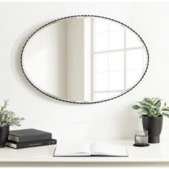 23"x32" Elmora Fluted Oval Wall Mirror - Kate & Laurel All Things Decor -Umbra Home Decor Shop GUEST 2648c9a0 9606 422c 817e 6b53e20cc471