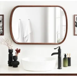 Kate & Laurel All Things Decor 24"X36" Talma Capsule Wall Mirror Walnut Brown -Umbra Home Decor Shop GUEST 26725a59 d76b 45f5 a6db 925484462662