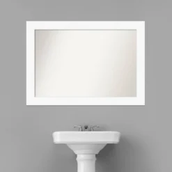 42" X 30" Non-Beveled Cabinet Bathroom Wall Mirror White - Amanti Art -Umbra Home Decor Shop GUEST 27150a32 3484 4b92 9b37 23ac876850e6