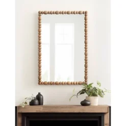 Kate & Laurel All Things Decor 23"X34" Prindle Turned Wood Rectangle Mirror Rustic Brown -Umbra Home Decor Shop GUEST 275ba662 e248 42f8 8ec7 d097752fc7ec