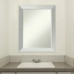 Amanti Art Brushed Sterling Silver Petite Bevel Wood Bathroom Wall Mirror 28 X 22 In. -Umbra Home Decor Shop GUEST 2789f295 2623 4a07 a335 9a40abeec72c