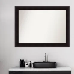 44" X 33" Non-Beveled Portico Espresso Wood Bathroom Wall Mirror - Amanti Art -Umbra Home Decor Shop GUEST 27a0b608 9ffc 42fa a52b 730534c48202