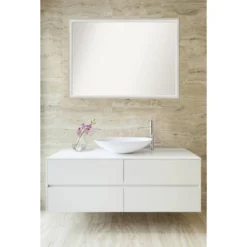 40"x29" Non-Beveled Two Tone Wood Bathroom Wall Mirror Silver - Amanti Art: Modern Vanity Accessory, Wall Mount -Umbra Home Decor Shop GUEST 27fc4fc8 63f1 4379 b98c fbff345d6a3b