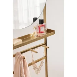 18" X 67" Noka Mirror Leaning Ladder Gold - Kate & Laurel: Capsule Shape, Storage Shelf, Wall Mounted -Umbra Home Decor Shop GUEST 28d64058 9160 46fc ac7b d0e0f8473bd6