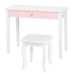 Costway Kids Vanity Set Princess Makeup Dressing Play Table Set W/Mirror White Pink -Umbra Home Decor Shop GUEST 29437359 2d54 4a39 a99c 0726e0bbf31c