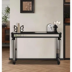 48" Black Mirror Console Table Vintage Wood Grain Carving Process Gorgeous And Noble For Entryway, Sofa Table,Living Room(48''W X 32.3''H X 18D) -Umbra Home Decor Shop GUEST 2963d337 6fcf 4214 bd6d 458747b7fa73