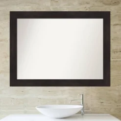44" X 33" Non-Beveled Furniture Bathroom Wall Mirror Espresso Brown - Amanti Art: Modern Rectangular, Polystyrene Frame, Wall Mounted -Umbra Home Decor Shop GUEST 29dbe447 c606 4cb9 ae43 22795728b26d