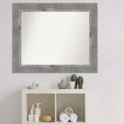 34" X 28" Non-Beveled Bridge Wood Bathroom Wall Mirror Gray - Amanti Art -Umbra Home Decor Shop GUEST 29e57e34 d696 41fc 9011 5a8483242876