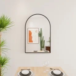 Alani Contemporary 36*24 Arched Wall Mirror,Arch-shaped Wall Mirror With Aluminum Alloy Frame- The Pop Home