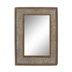 Wood Wall Mirror With Embossed Metal Gray - Olivia & May -Umbra Home Decor Shop GUEST 2a98bc76 906f 4983 86ff 3f47bffd8fc2