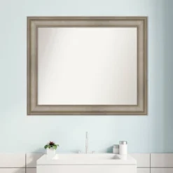 34" X 28" Non-Beveled Mezzanine Antique Narrow Wood Bathroom Wall Mirror Silver - Amanti Art -Umbra Home Decor Shop GUEST 2a9d904e 59e4 40b9 bfaa 1de98d0fc33a