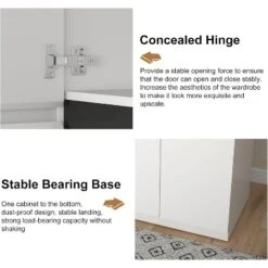 TIRAMISUBEST 74" White 4-Door Wardrobe With Mirror - Freestanding Armoire Closet With 2 Hanging Rods For Bedroom Storage (74.8"H) -Umbra Home Decor Shop GUEST 2b07d67a 8924 4e21 a295 e91a798d8332