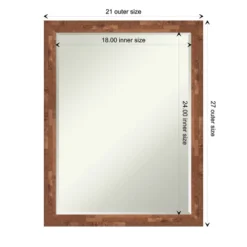 Amanti Art Fresco Light Pecan Petite Bevel Wood Bathroom Wall Mirror 26.5 X 20.5 In. -Umbra Home Decor Shop GUEST 2b7cb9d5 8470 47a7 b526 337c11a222b3