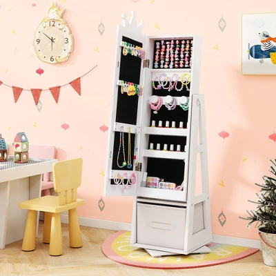 Tangkula Kids Jewelry Cabinet With Full-Length Mirror Drawer 2 Adjustable Tilt Angles 1 Tangkula Kids Jewelry Cabinet With Full-Length Mirror Drawer 2 Adjustable Tilt Angles