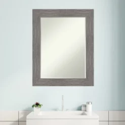 Amanti Art Pinstripe Plank Grey Petite Bevel Bathroom Wall Mirror 29.5 X 23.5 In. -Umbra Home Decor Shop GUEST 2bed9b2d 3925 41c0 9080 ebfc0dca941a