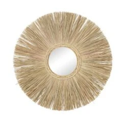 Wood Starburst Wall Mirror Brown - Olivia & May