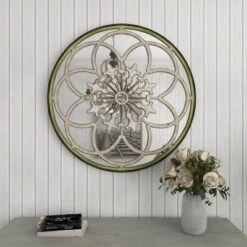 Wood Floral Medallion Wall Mirror White - Olivia & May 24 Wood Floral Medallion Wall Mirror White - Olivia & May -Umbra Home Decor Shop GUEST 2c7043b8 7f11 4a53 a9b8 5dea676016b7