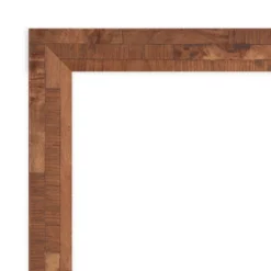 Amanti Art Fresco Light Pecan Petite Bevel Wood Bathroom Wall Mirror 26.5 X 20.5 In.